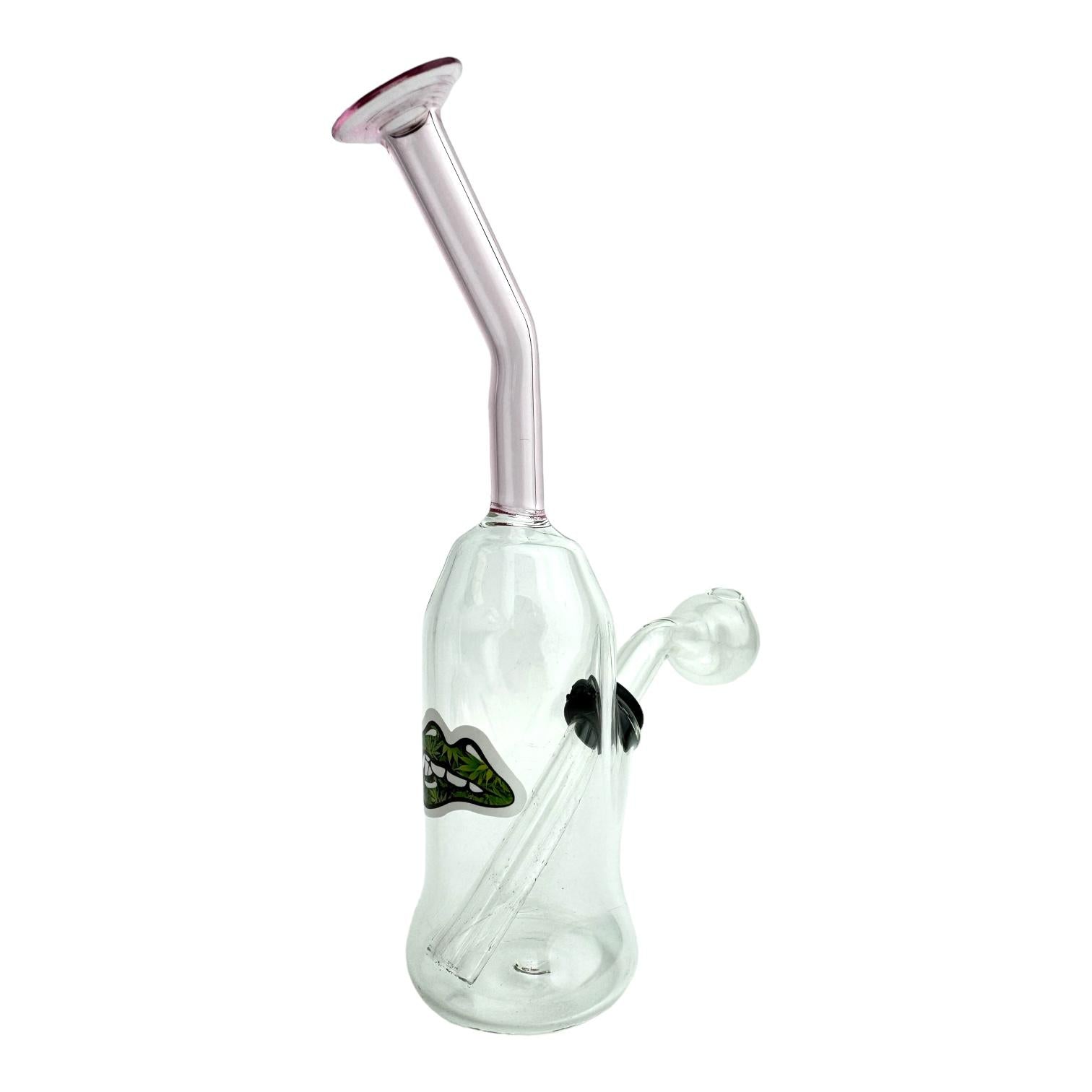 7" Colored Top Clear OB Water Pipe - Assorted Stickers