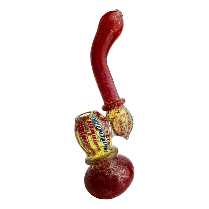 7" Colored Frit Fumed Wig Wag Ring Bubbler Glass Hand Pipe (Assorted Colors)