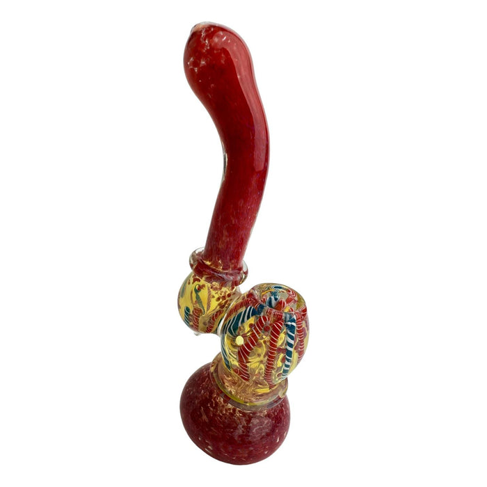 7" Colored Frit Fumed Wig Wag Ring Bubbler Glass Hand Pipe (Assorted Colors)