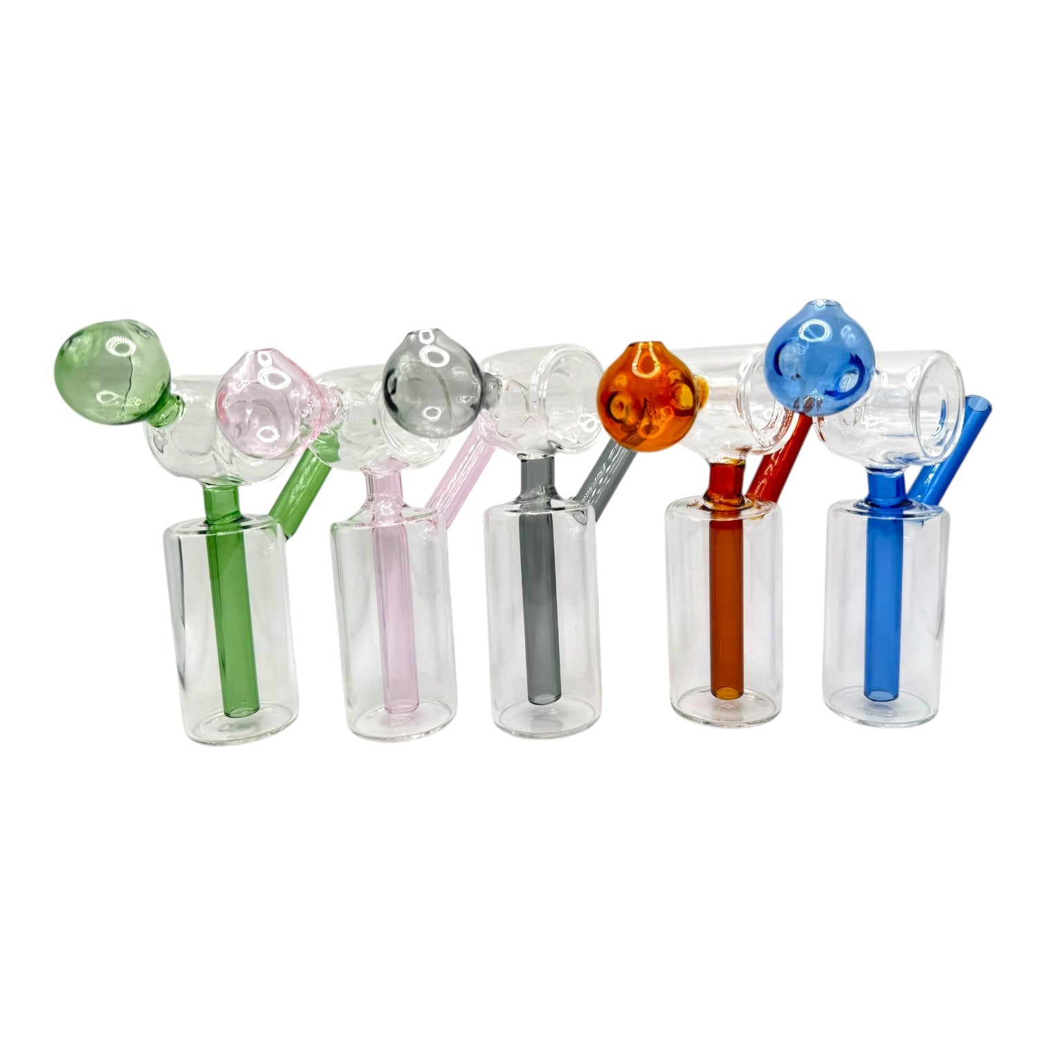 7" Cylinder Stacked Glass Water Pipe Oil Burner "DA-056OWP" (Assorted Colors)