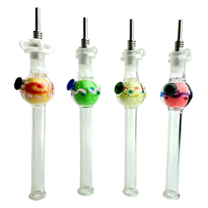 7" Glass Ball Glow in Dark Nectar Collector w/ Titanium Tip (HS526) - (Assorted Colors)