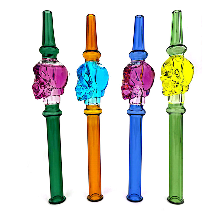 7" Glass Skull Glass Nectar Collector - Assorted Colors