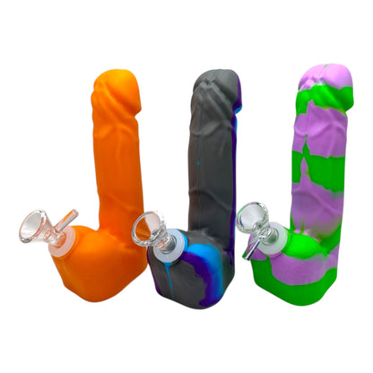 7" Penis Silicone Water Pipe w/ Glass Bowl
