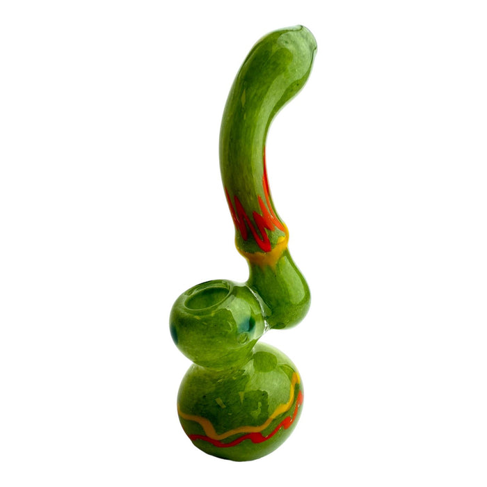 7" Solid Color Wigwag Bubbler Glass Hand Pipe