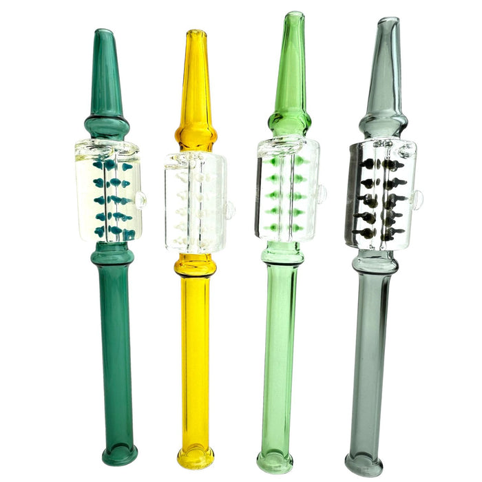 7" Spiked Colored Glass Nectar Collector (HS527) - (Assorted Colors)