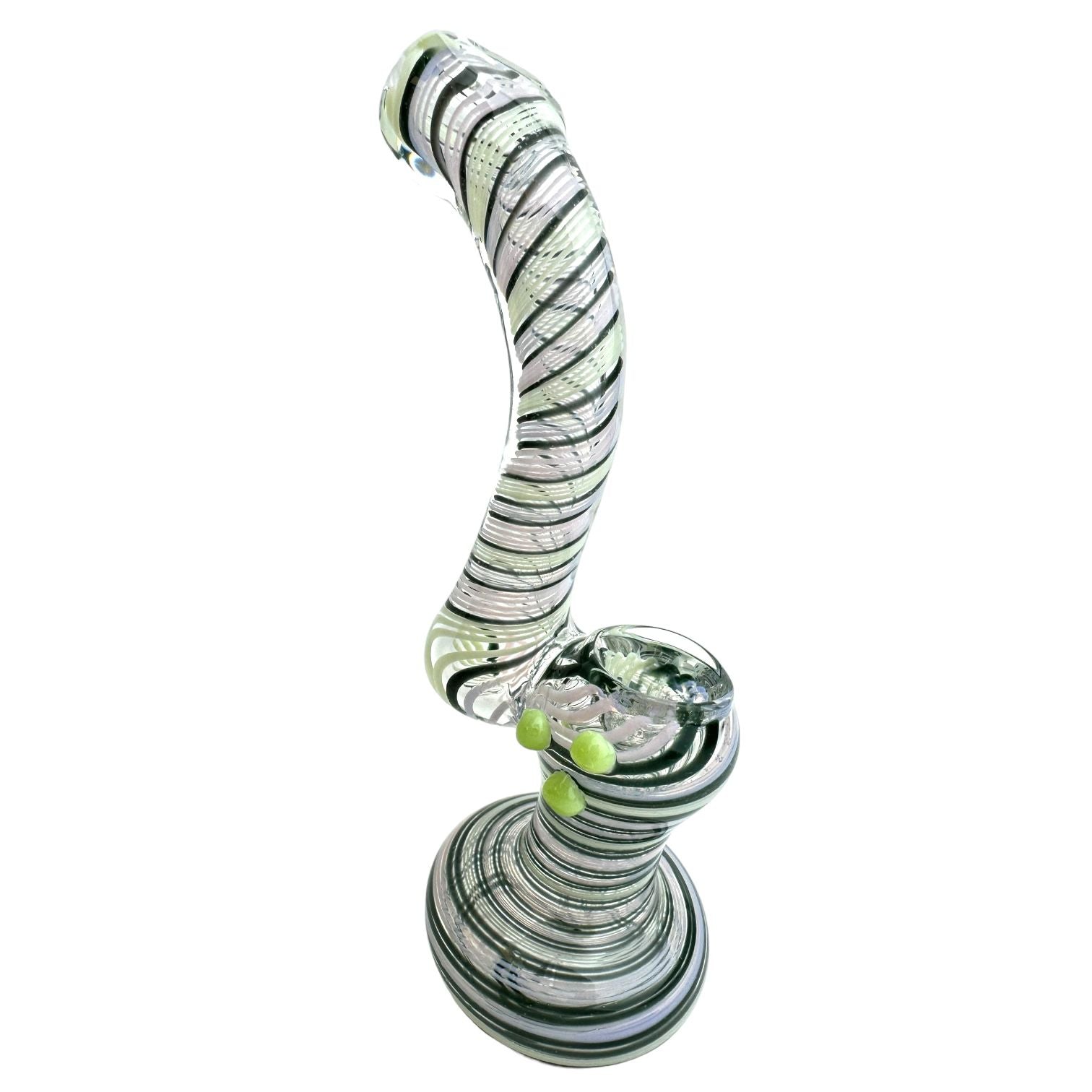 7" Swirl 3 Dot Glass Bubbler (Assorted Colors)