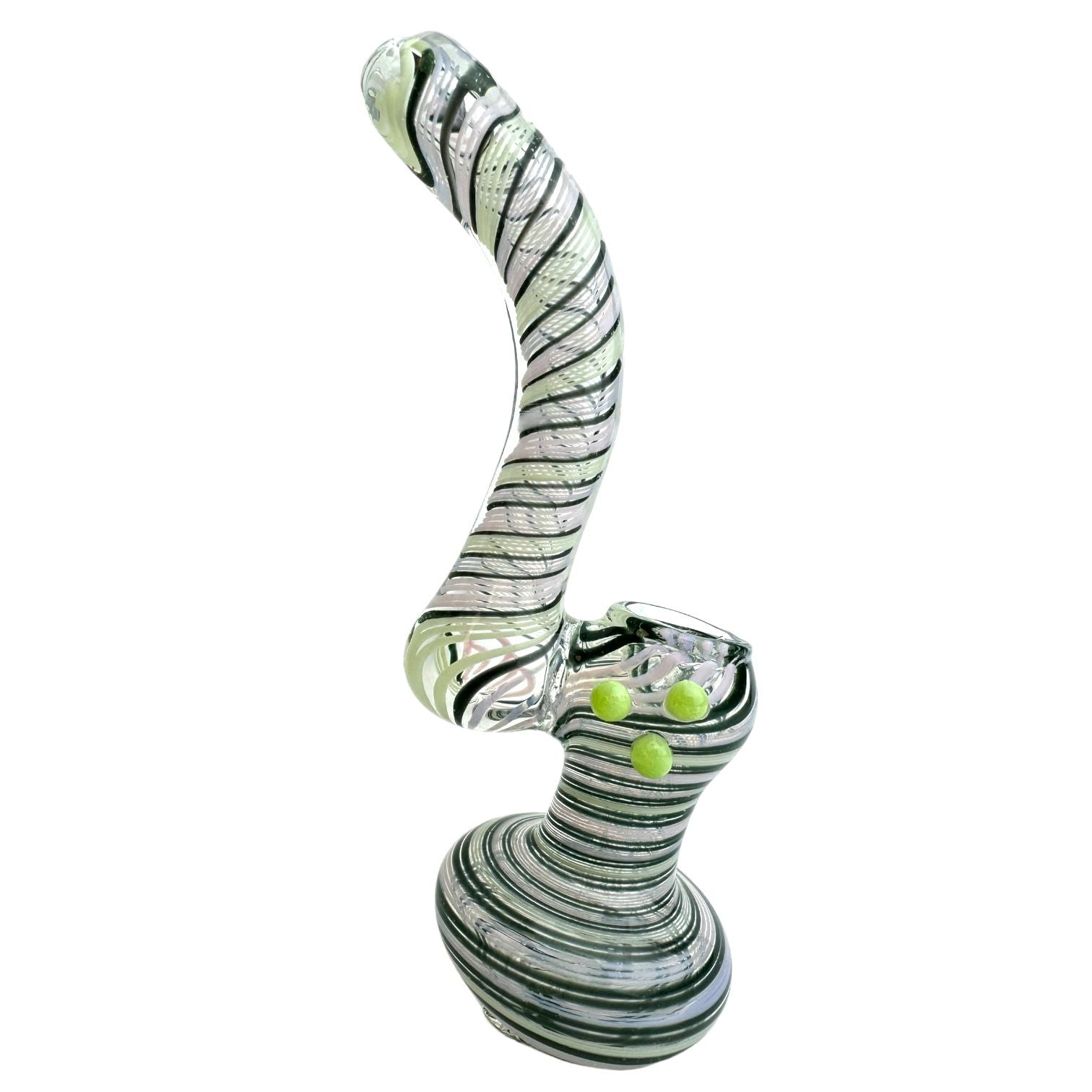 7" Swirl 3 Dot Glass Bubbler (Assorted Colors)