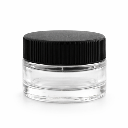 7mL Black Plastic Top Clear Glass Jar Container