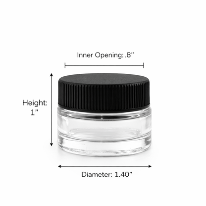 7mL Black Plastic Top Clear Glass Jar Container