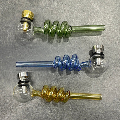 6" Colored Coil Stem Oil Burner with Metal Bowl