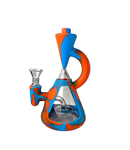 8" Unique Design Glass & Silicone Water Pipe