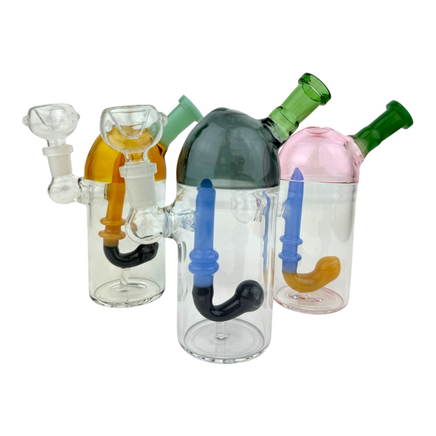 6.5" Dome Clear Color Glass Water Pipe