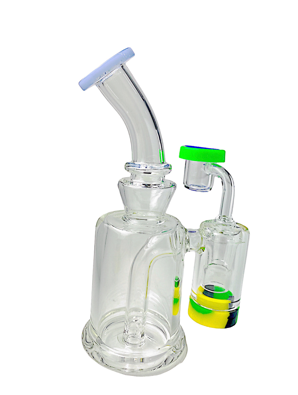 7" Bent Neck Dab Rig w/ Silicone Reclaimer Catcher Jar (Assorted Colors)