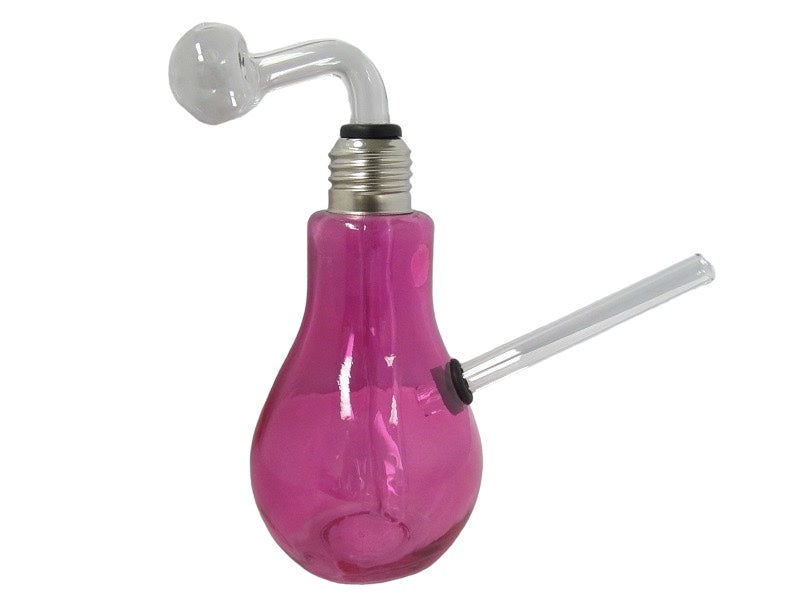 6" Light Bulb Colored Glass Oil Burner Water Pipe