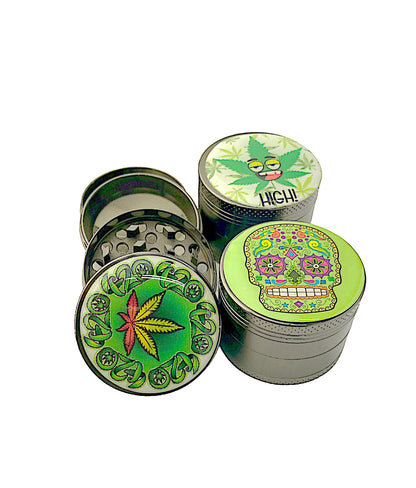 4Pc Characters Metal Grinders . Assorted Stickers