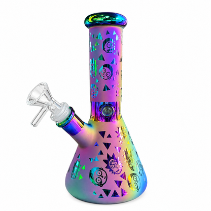 8" GG Frosted Glass Water Pipe W/ Design