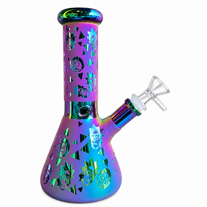 8" GG Frosted Glass Water Pipe W/ Design