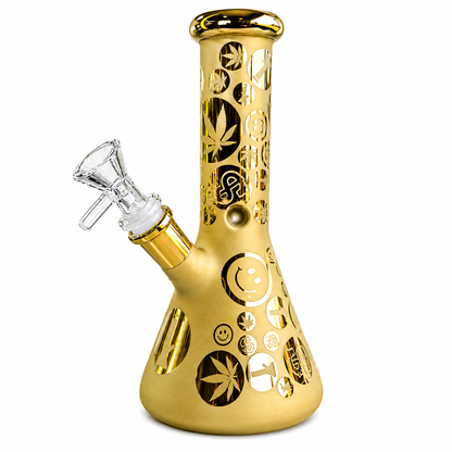 8" GG Frosted Glass Water Pipe W/ Design