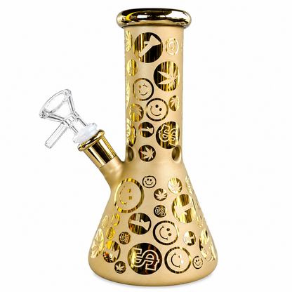 8" GG Frosted Glass Water Pipe W/ Design
