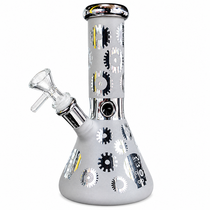 8" GG Frosted Glass Water Pipe W/ Design
