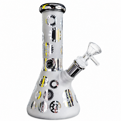 8" GG Frosted Glass Water Pipe W/ Design
