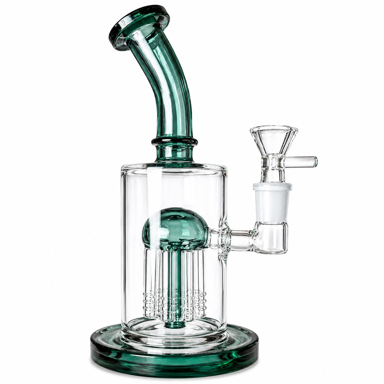 8" Glass on Glass 5mm Water Pipe with Tree Perc I Asst Colors