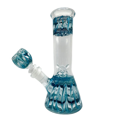 8" Glass on Glass Beaker Color Base/Top Water Pipe 31/MC