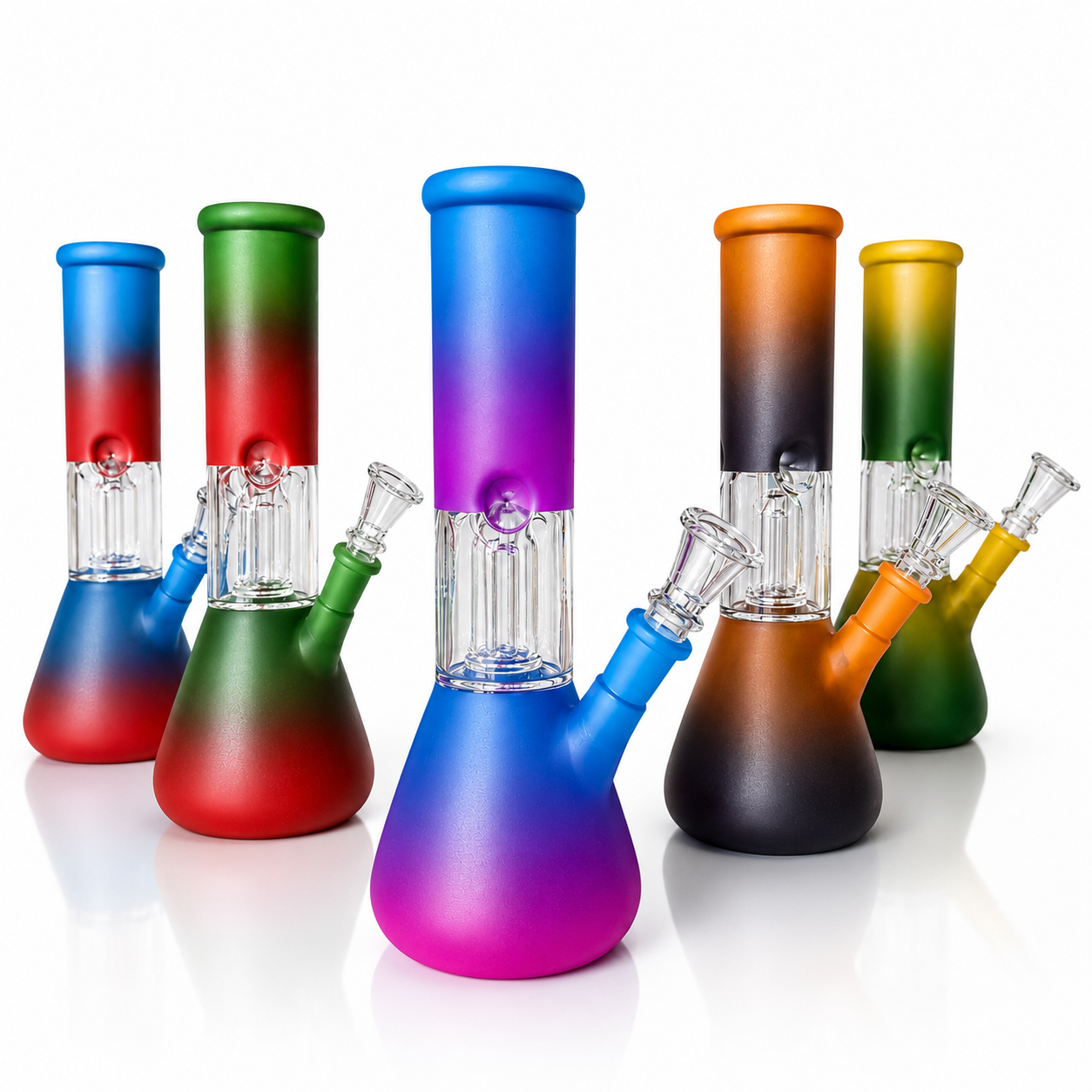 8" Single Dome Colored Beaker Glass Water Pipe (Assorted)