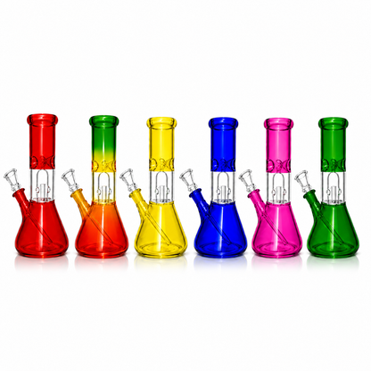 8" Single Dome Colored Beaker Glass Water Pipe (Assorted)