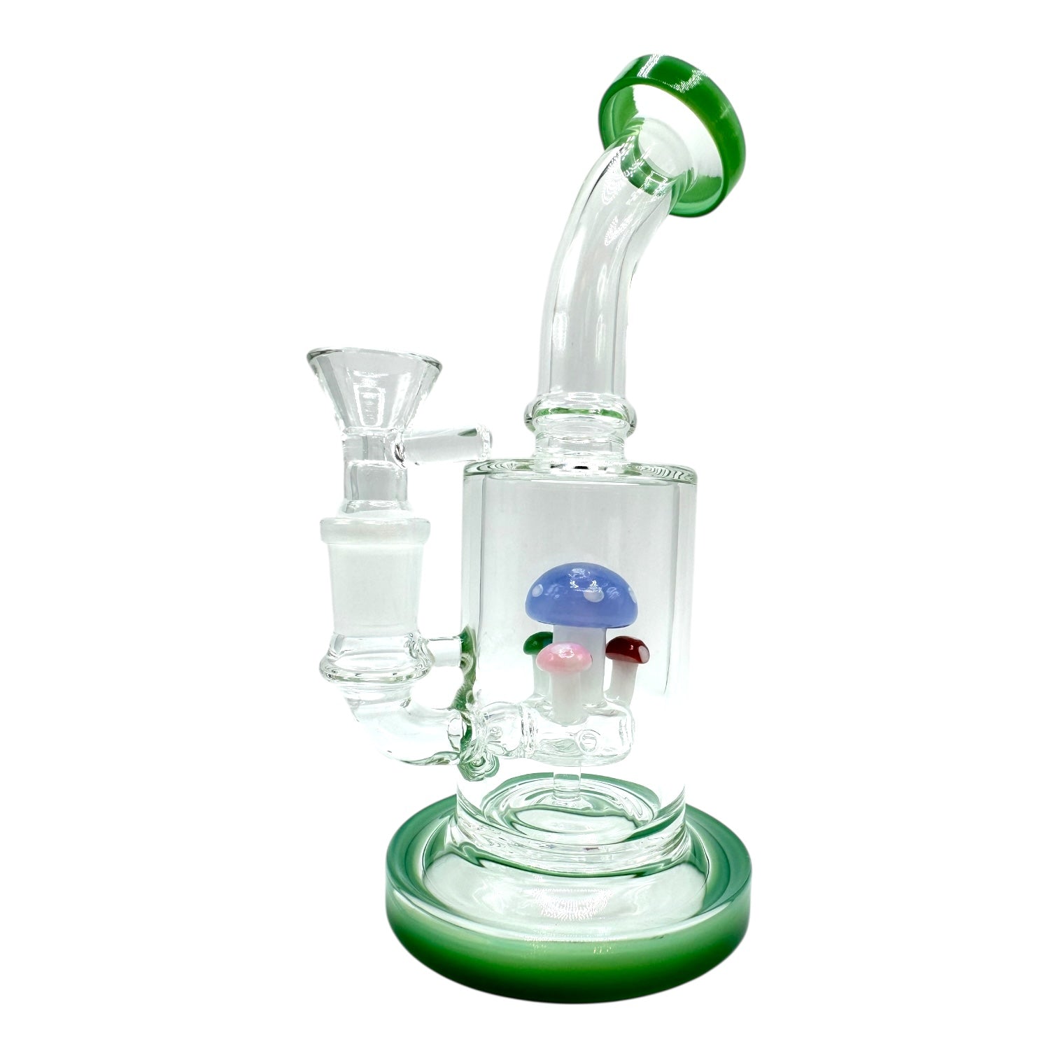 8" Cylinder Mushroom Bent Neck Water Pipe (Assorted Colors)