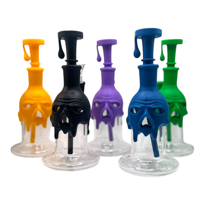 8" Skull Dripping Silicone Glass Water Pipe "SWP-88" (Assorted Colors)