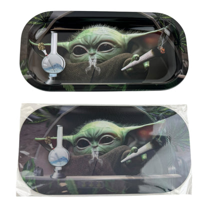 3D Small Metal Rolling Tray With Magnetic Lid 8" X 4"