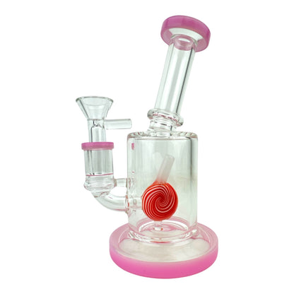 7" Lollipop Cylinder Bent Neck Glass Water Pipe (Assorted Colors)