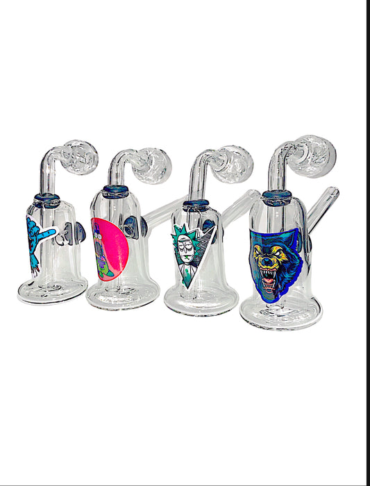 Clear Glass OB Water Pipe - Assorted Stickers