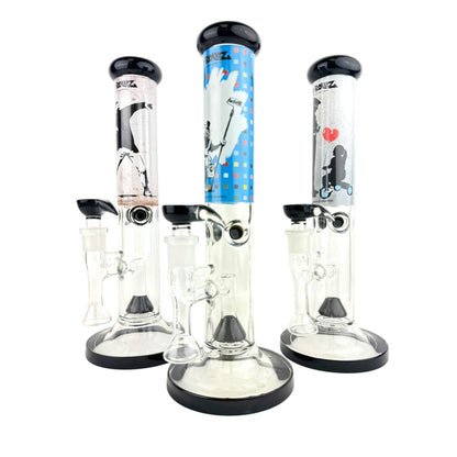 G-Rollz 13.5" Straight Thick Attached Down Stem Tube Glass Water Pipe