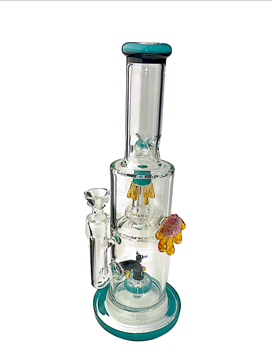 12.5" Dripping Honey Bees Glass Water Pipe 'ES81372'
