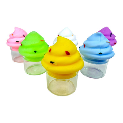 Ice cream Silicone Glass Wax Oil Container Jar (Assorted Colors)