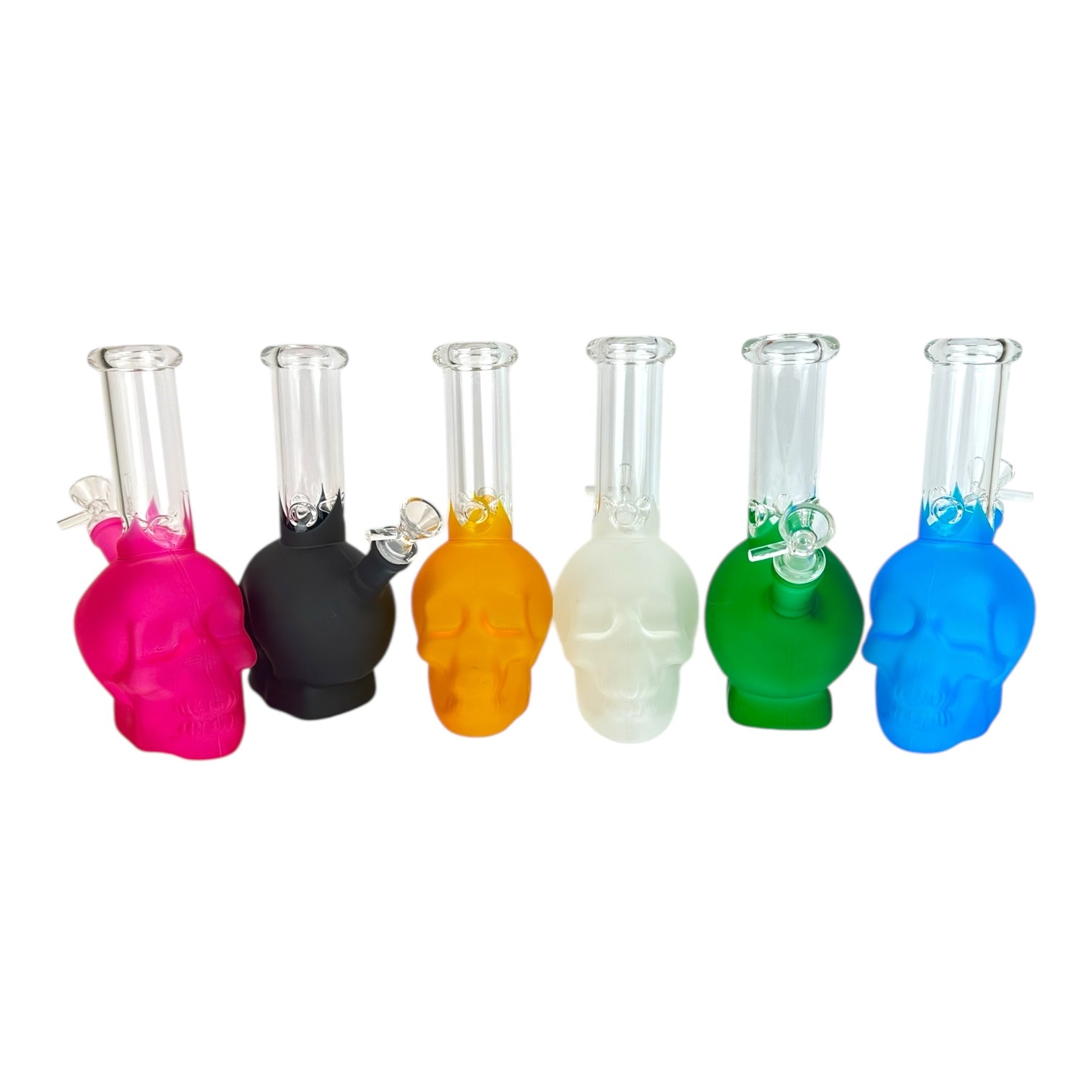 8.5" Skull Colored Glass Water Pipe - Assorted Colors