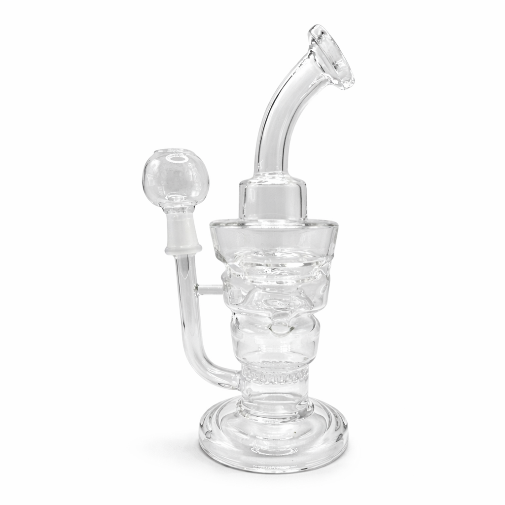 9" Tornado Recycler Honeycomb Perc Bent Neck Glass Water Pipe