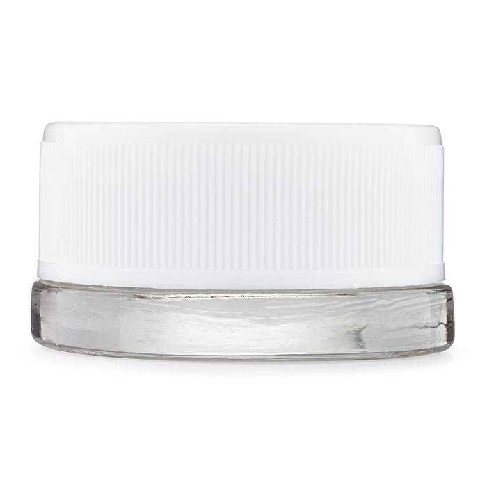 9ml Clear Child Resistant Glass Jar with White Cap - Lo Pro