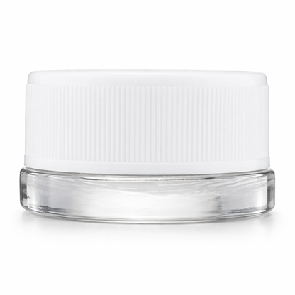 9ml Clear Child Resistant Glass Jar with White Cap - Lo Pro