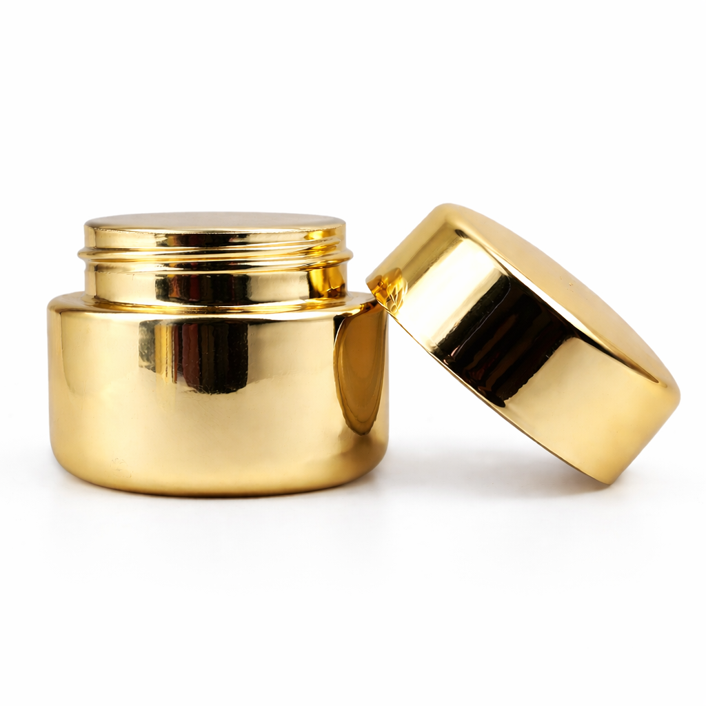 9ml Gold Glass Child Resistant Jar Container with Gold Cap