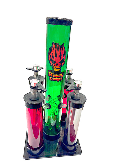 6 x 1"2 Acrylic Headway Bongs with Acrylic Display Pack Of 5 Assorted Colors