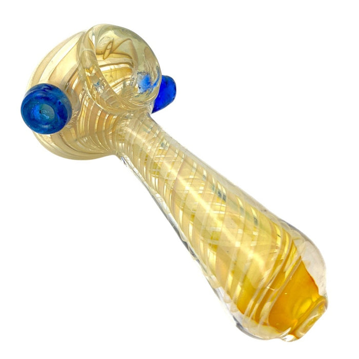 4" Yellow Fumed Tornado Glass Hand Pipe (Assorted Colors)
