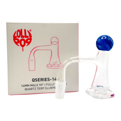 Lollipop QSeries-14 | 14mm Male 90° | Fully Welded Quartz Terp Slurper Set - QZ 114