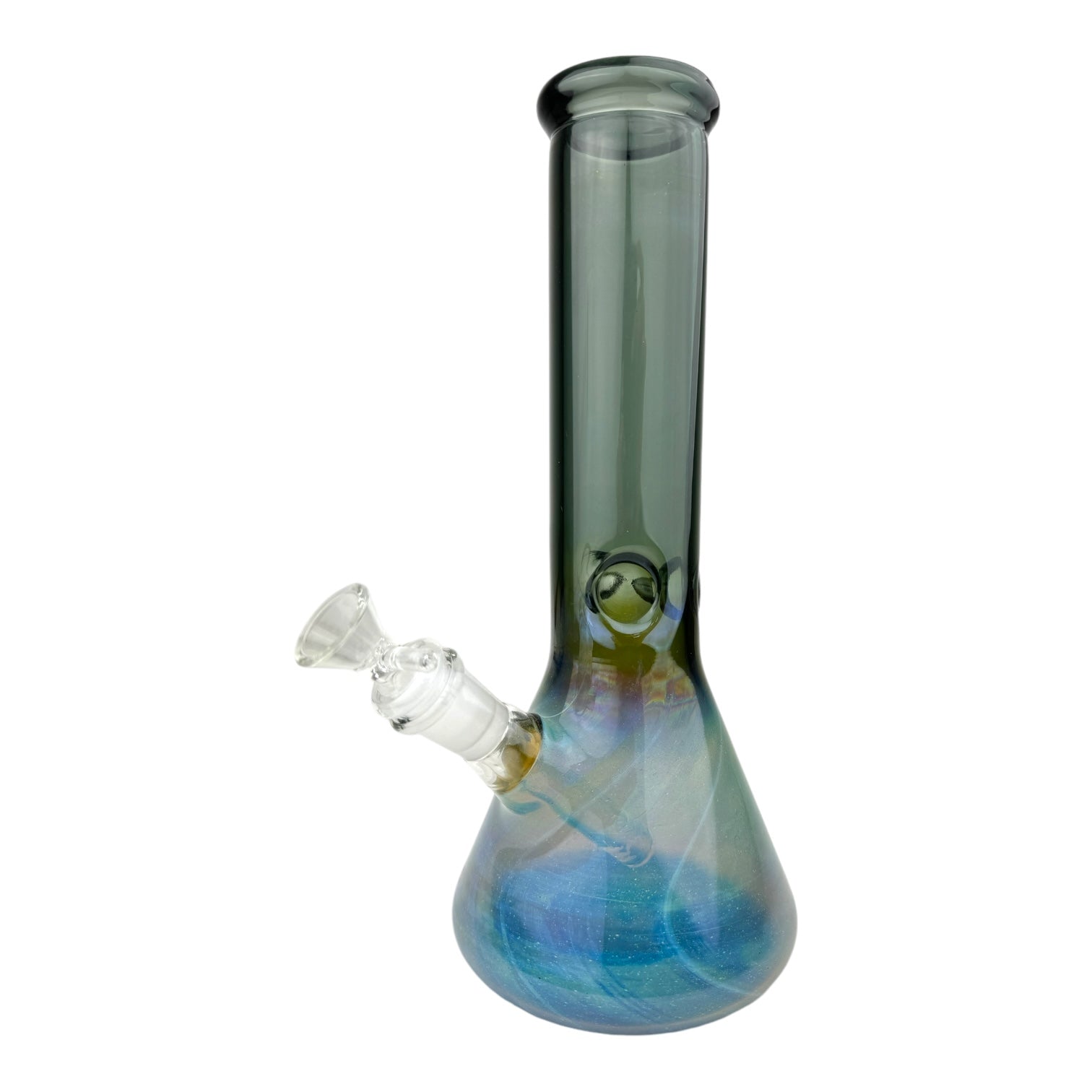 11" Chrome Fumed Colored Beaker w/ Ice Catcher - Glass Water Pipe