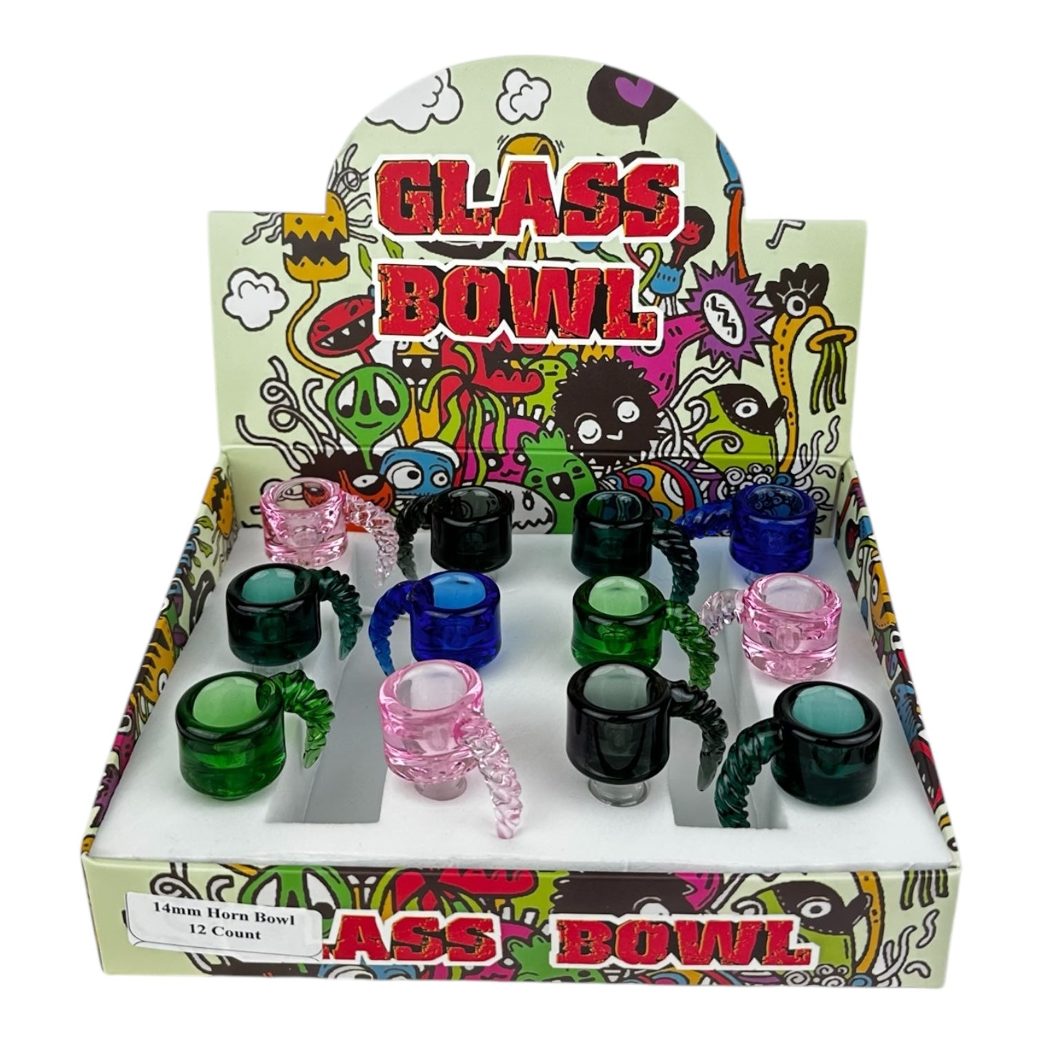 Glass Bowls 14mm Horn Bowl 12ct Display