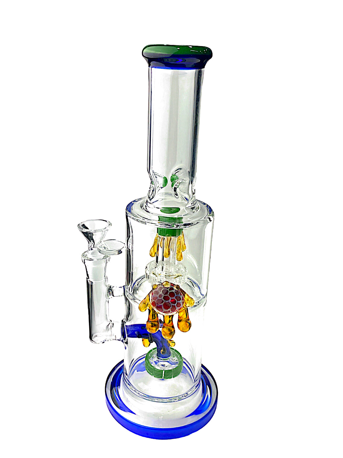 12.5" Dripping Honey Bees Glass Water Pipe 'ES81372'