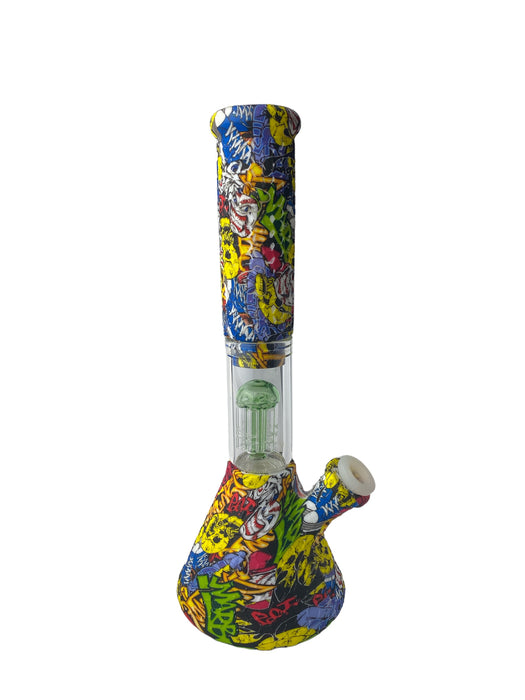 11" Beaker Tree Perc Silicone Printed Water Pipe (Assorted)