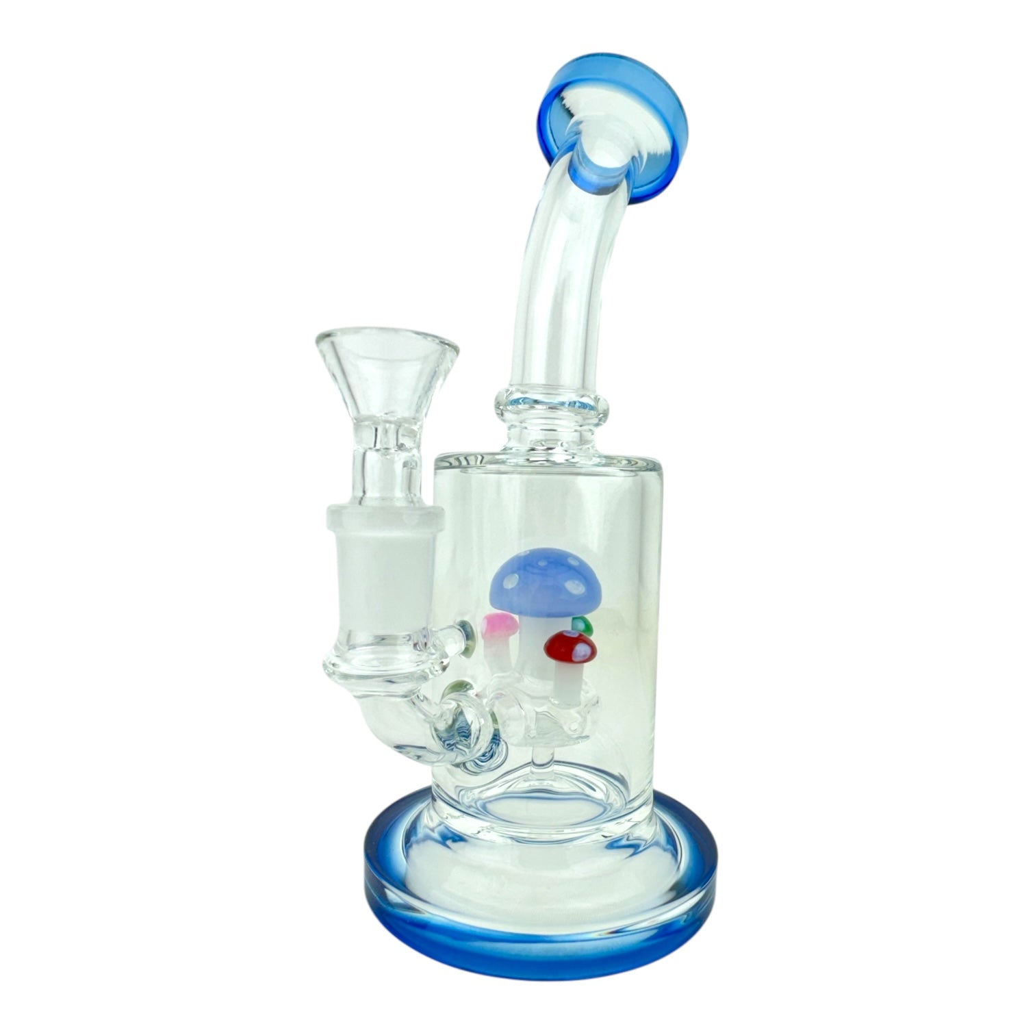 7" Mushroom Cylinder Bent Neck Glass Water Pipe